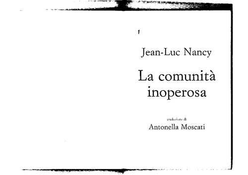 La comunità inoperosa