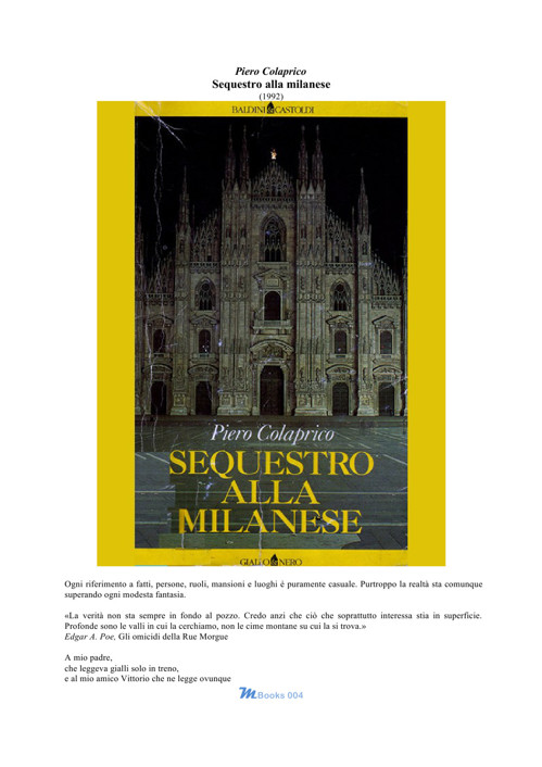 Sequestro alla milanese (Giallo &amp; nero) (Italian Edition)