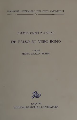 De Falso Et Vero Bono (Edizione Nazionale Dei Testi Umanistici) (Italian Edition)