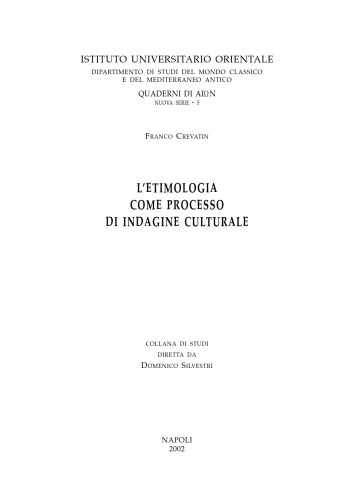 L'etimologia come processo di indagine culturale