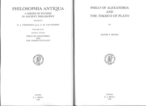 Philo Of Alexandria And The Timaeus Of Plato (Philosophia Antiqua , No 2)