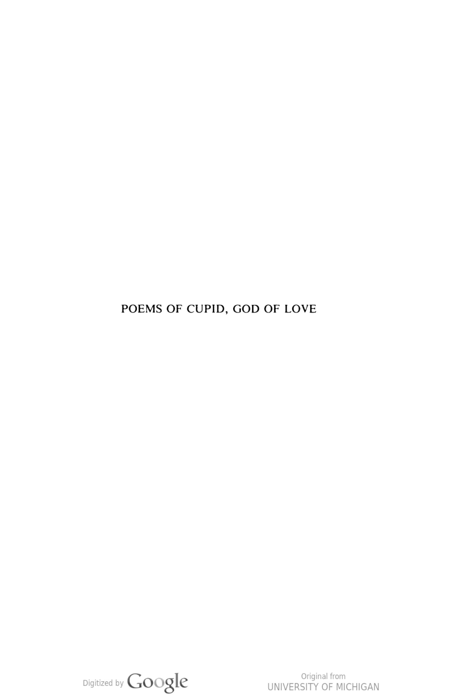 Poems Of Cupid, God Of Love