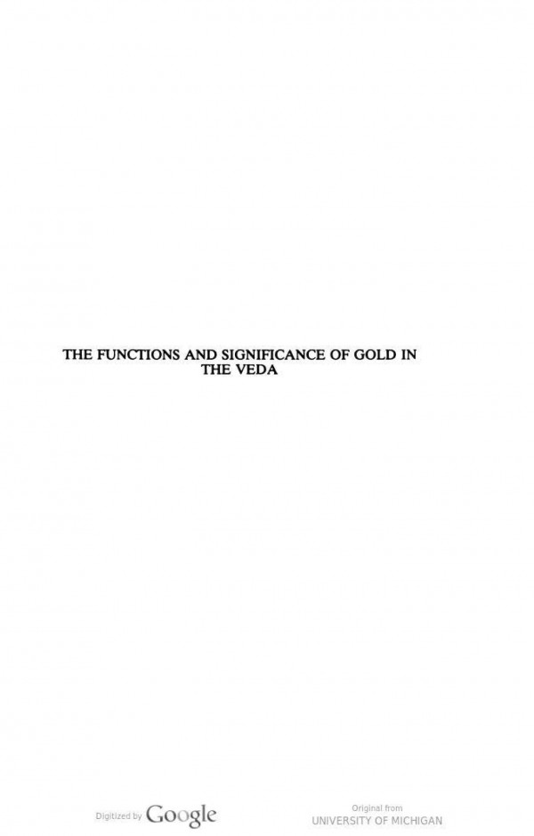 The functions and significance of gold in the Veda