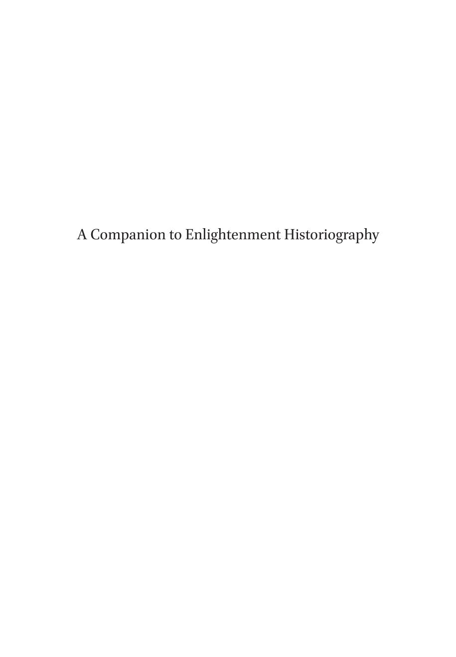 A Companion to Enlightenment Historiography