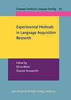 Experimental Methods in Language Acquisition Research