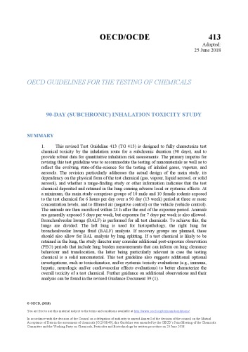 Test No. 413: Subchronic Inhalation Toxicity: 90-day Study