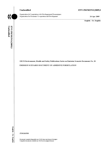 Emission scenario document on adhesive formulation.