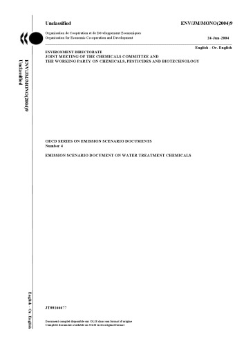 Emission scenario document on water treatment chemicals.