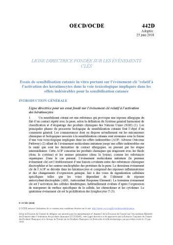 In vitro skin sensitisation. 442D : ARE-Nrf2 luciferase test method