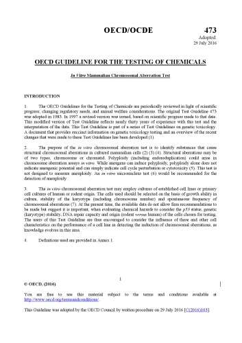 In vitro mammalian chromosomal aberration test. 473