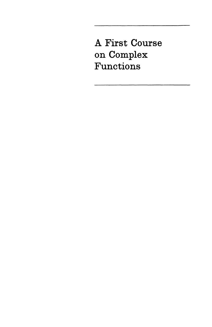 A First Course on Complex Functions