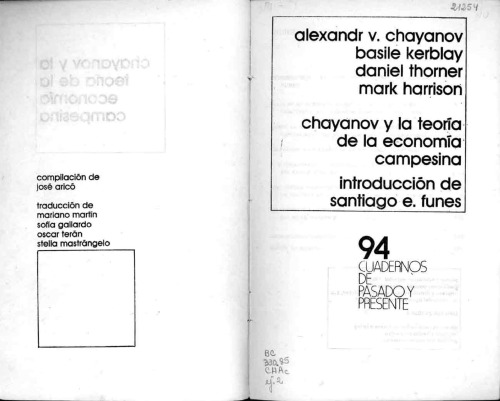 Chayanov y la teoria de la economia campesina