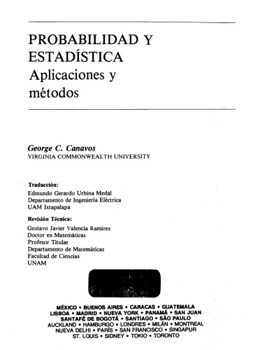 Probabilidad Y Estadistica. Aplicaciones Y Metodos