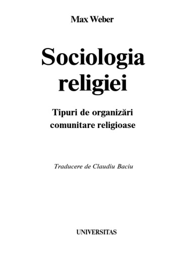 Sociologia religiei : tipuri de organizări comunitare religioase