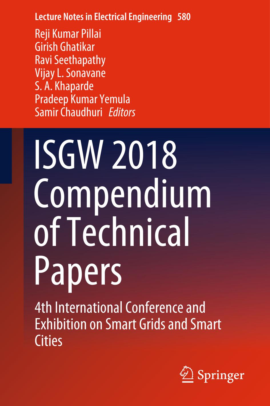 ISGW 2018 Compendium of Technical Papers 4th International Conference and Exhibition on Smart Grids and Smart Cities