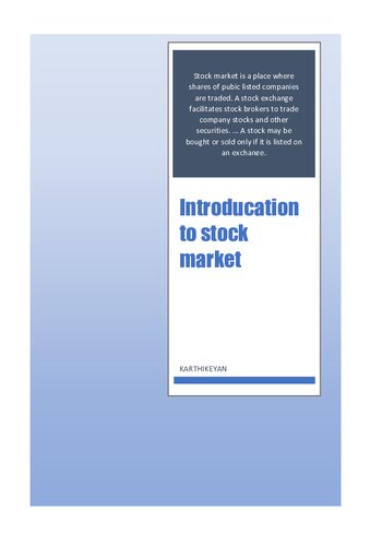 Introduction to stock market