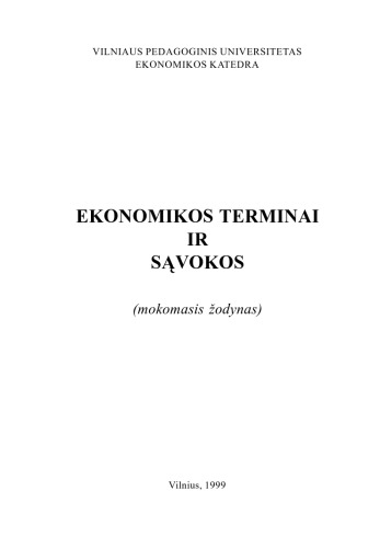 Ekonomikos terminai ir sa̜vokos : (mokomasis žodynas)