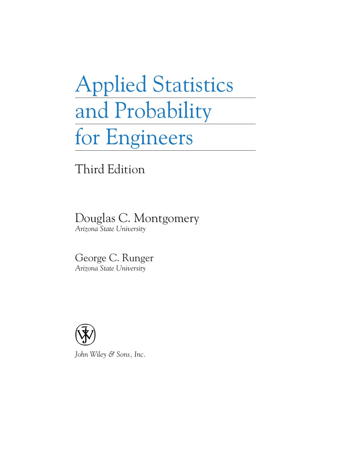 Applied Statistics And Probability For Engineers Montgomery Runger 3e Solutions