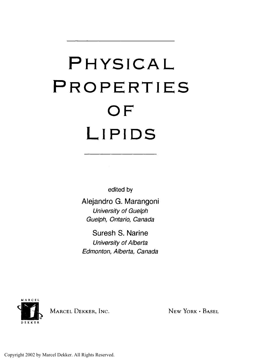 Physical Properties Of Lipids