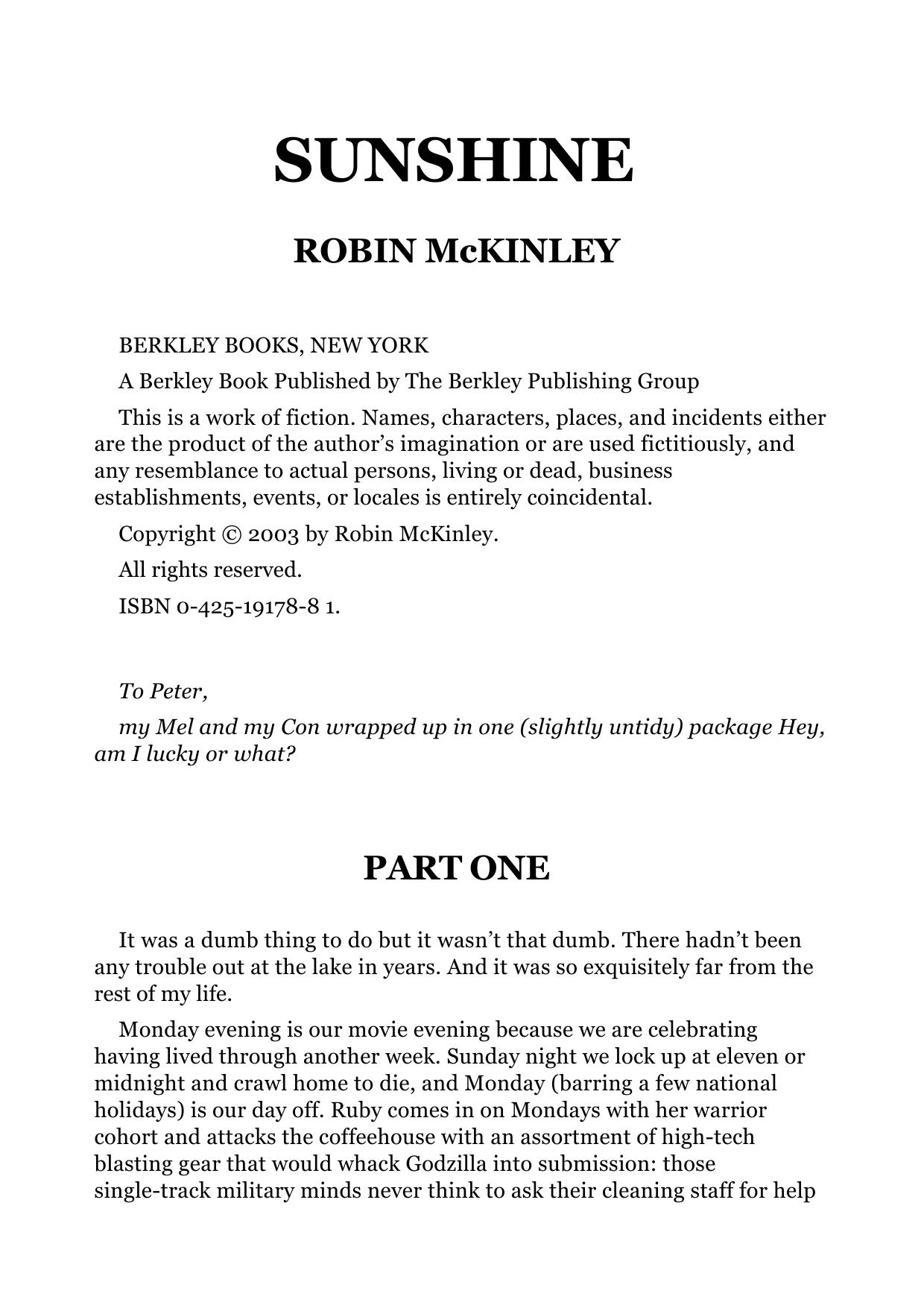 Robin Mckinley Sunshine