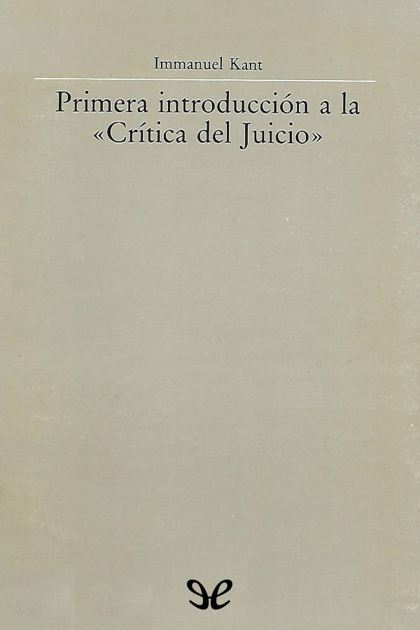 Primera introducción a la «Crítica del Juicio»