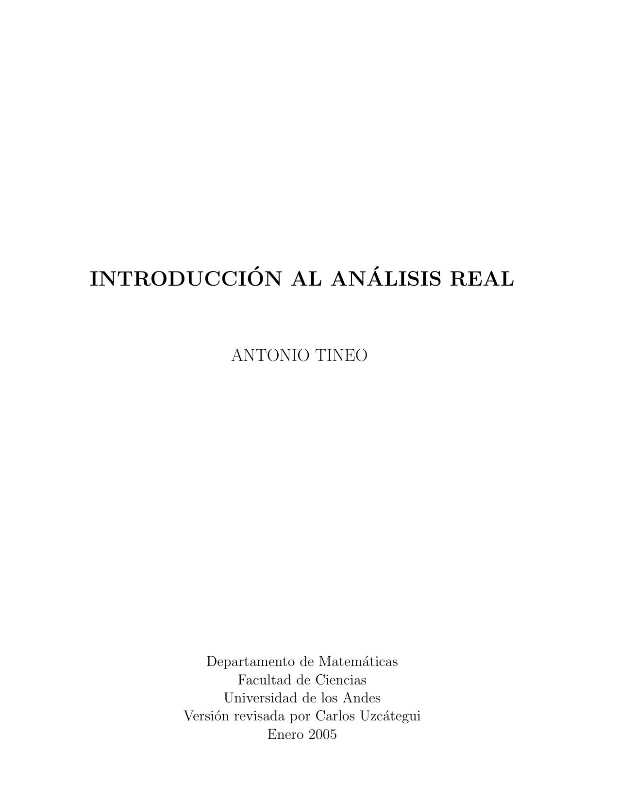 Introduccion Al Analisis Real Tineo